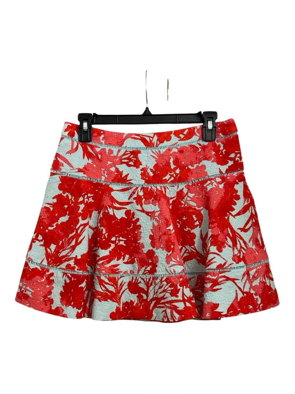 BANANA REPUBLIC / Red & Teal Bold Floral A-line Mini Skirt Size 4